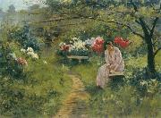 Sergey Ivanovich Svetoslavsky In the Garden china oil painting artist